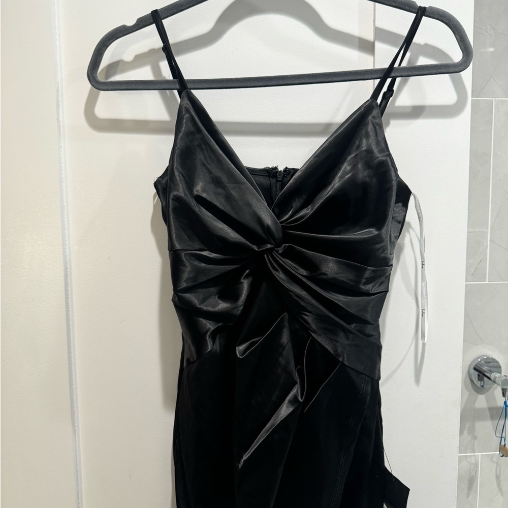 Elegant Black Satin Dress
